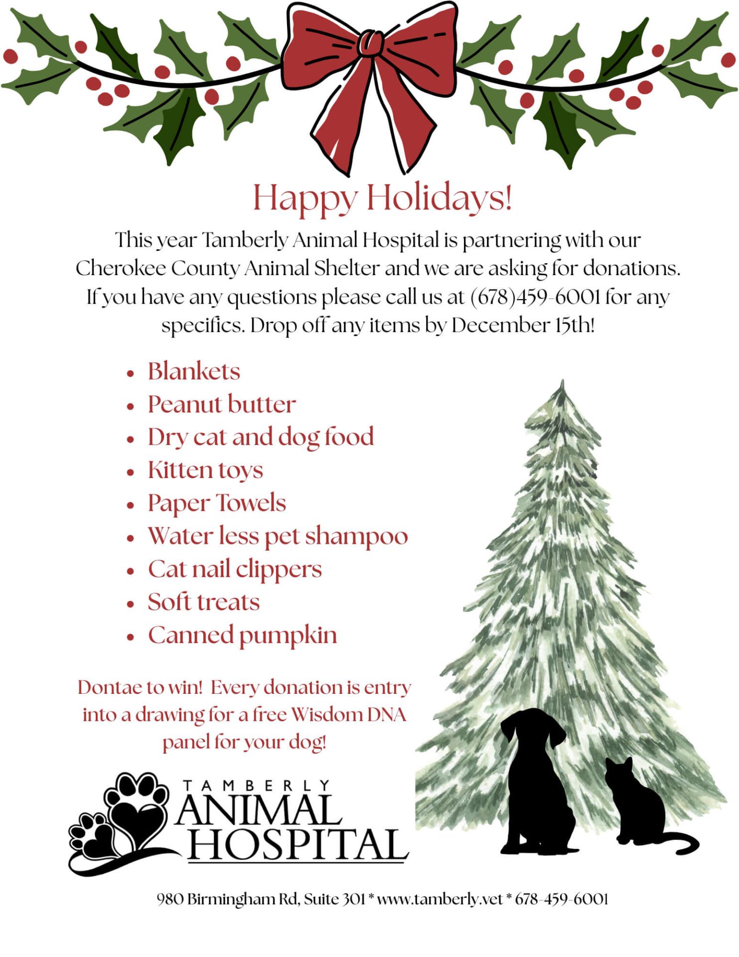 Holiday Drive for Shelter Pets